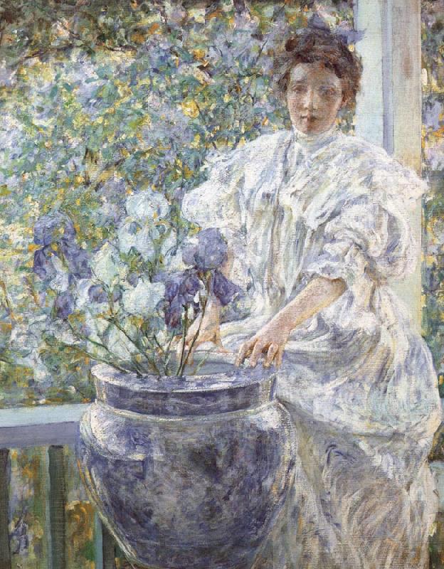 Robert Reid Woman with a Vase of Irises